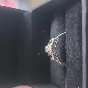 10K white gold diamond and sapphire ring